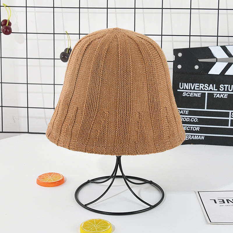 Cashmere pit striped women's bucket hat, fashionable, trendy, casual and versatile hat, a small fisherman hat that shows off your face in autumn and winter undefined