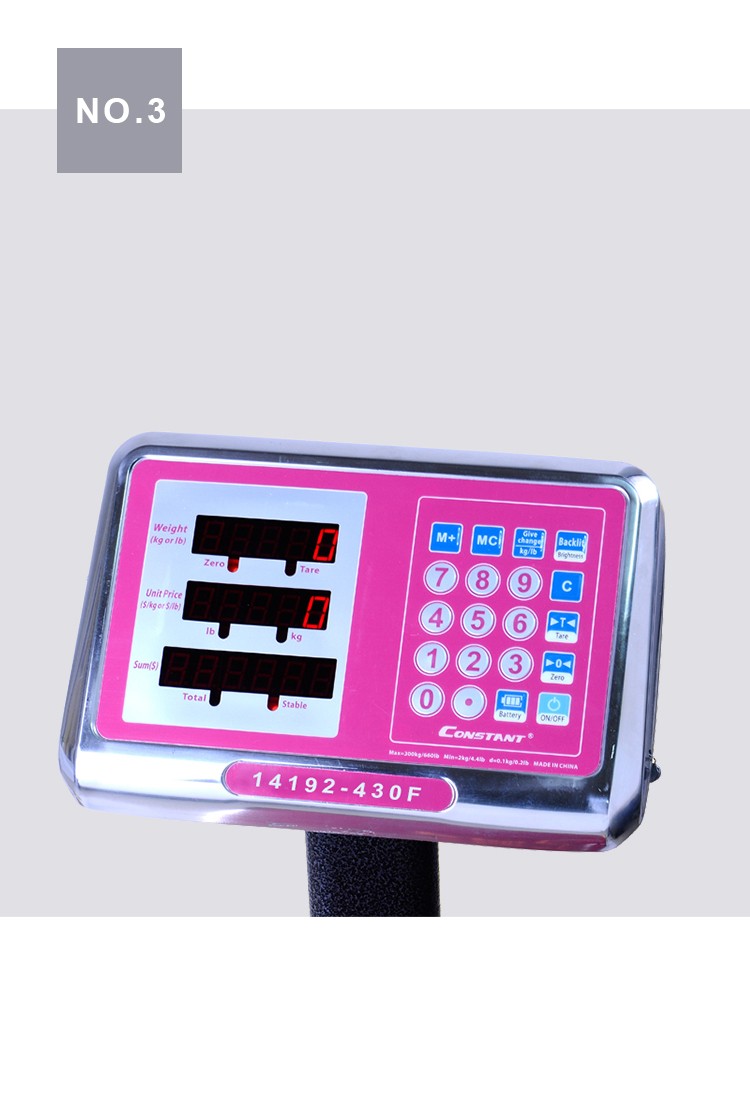 14192-430F pricing scale CAMRYJE62ZB weighing scale with corrugated steel surface and stainless steel head, wholesale electronic platform scale 300kg detail image 4