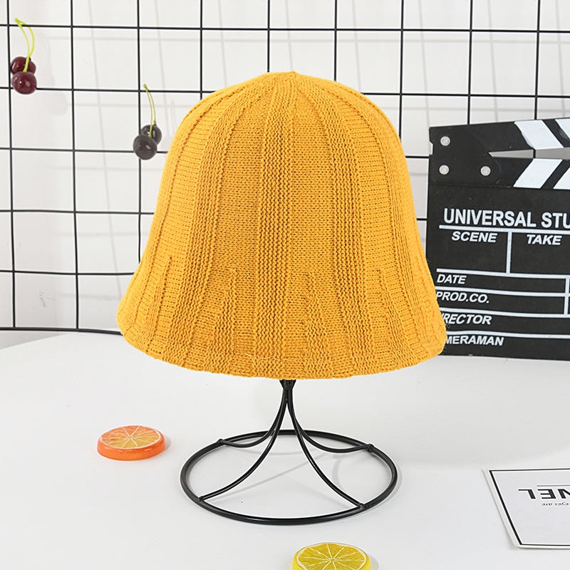 Cashmere pit striped women's bucket hat, fashionable, trendy, casual and versatile hat, a small fisherman hat that shows off your face in autumn and winter undefined