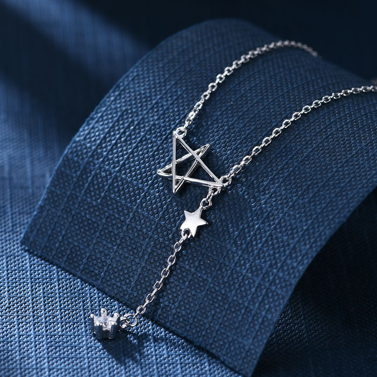 Anton Head Wolf S925 sterling silver pentagonal necklace with zircon collarbone, free shipping starting from one piece