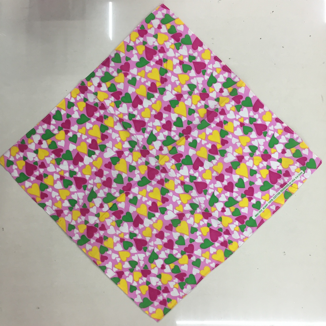 全棉头巾粉色爱心方巾