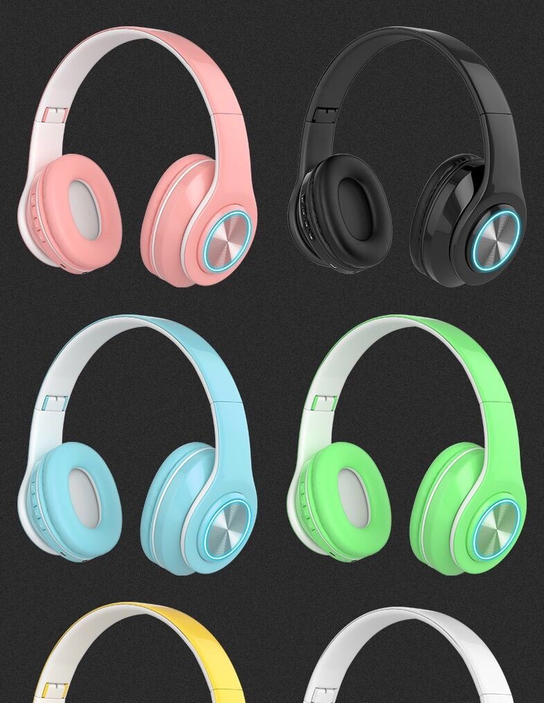 The colorful and luminous Bluetooth wireless headphones are a type of over-ear headset that is compatible with music and calls on all mobile phones and popular headphones detail image 13