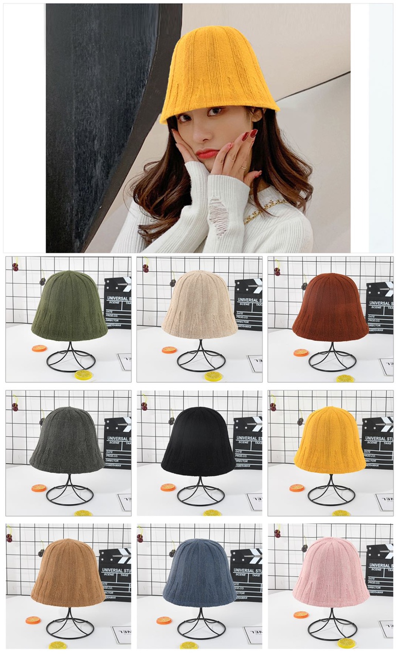 Cashmere pit striped women's bucket hat, fashionable, trendy, casual and versatile hat, a small fisherman hat that shows off your face in autumn and winter