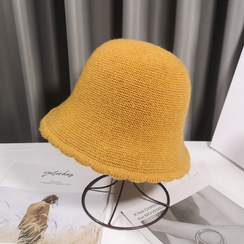 2020 sombrero de pescador mujer moda marca cara cara pequeña influencers versión coreana moda sombrero cubo negro cachemira punto sombrero versátil estilo de otoño de las mujeres details Picture