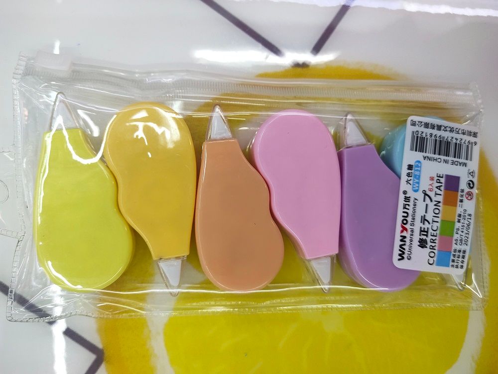 万优812实色彩色修正带六个装袋装学生文具办公用品