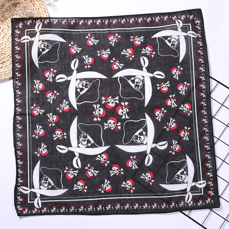Hao Hao Headscarf Manufacturers Direct For Europe And The United States Men And Women Outdoor Sports Headscarf Hip-Hop All Cotton Halloween Ghost Head Small Square Wholesale Magic Headscarf Item Picture