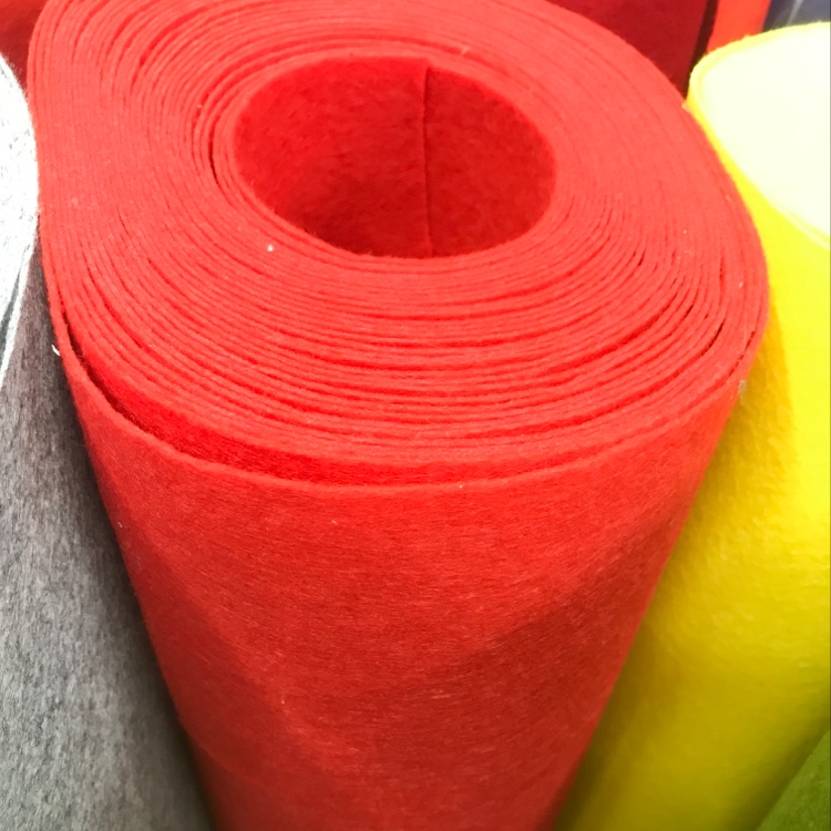 The felt fabric is watermelon red
