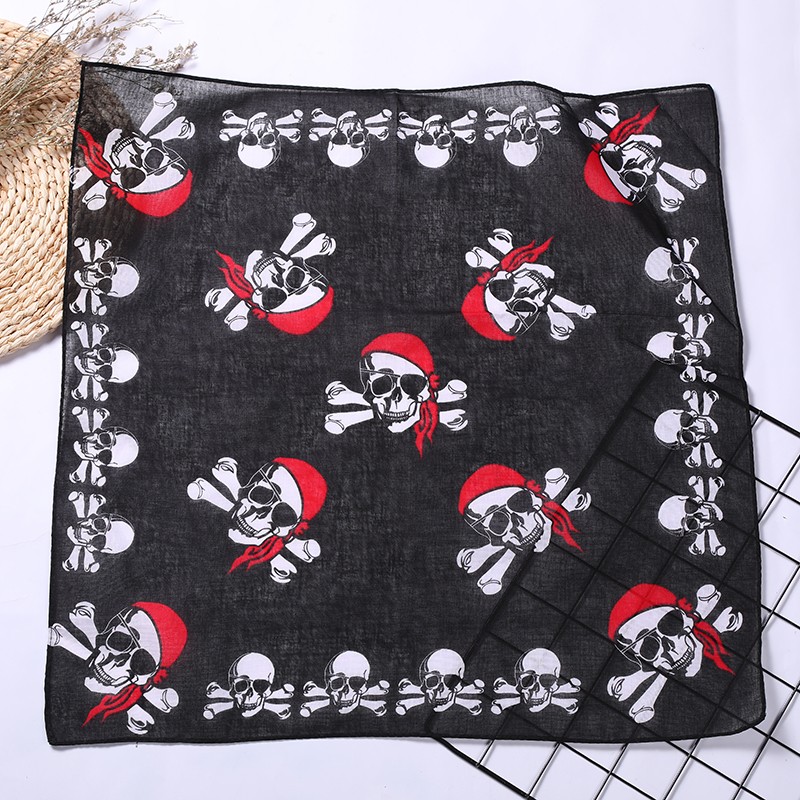 Hao Hao Headscarf Manufacturers Direct For Europe And The United States Men And Women Outdoor Sports Headscarf Hip-Hop All Cotton Halloween Ghost Head Small Square Wholesale Magic Headscarf undefined