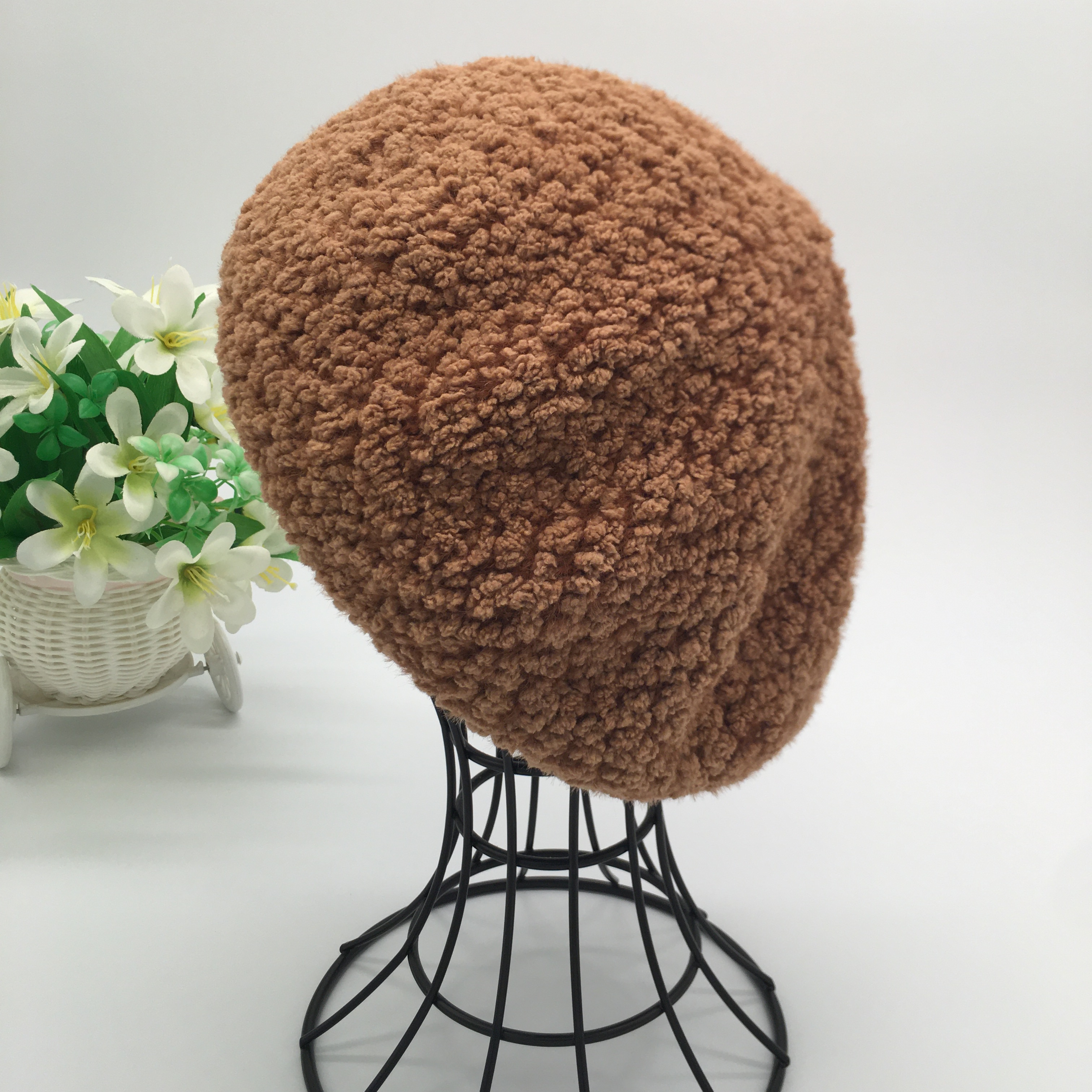 Lambskin beret, Korean style sweet and cute bud hat, retro artistic painter hat, fashionable and versatile autumn and winter hats for girls undefined