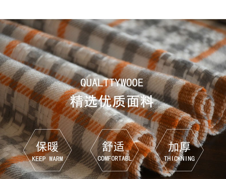 Hao Hao Scarf New Imitation Cashmere Checkered Scarf Bib Female Autumn And Winter New Thick Warm Women Tassel Shawl Winter undefined