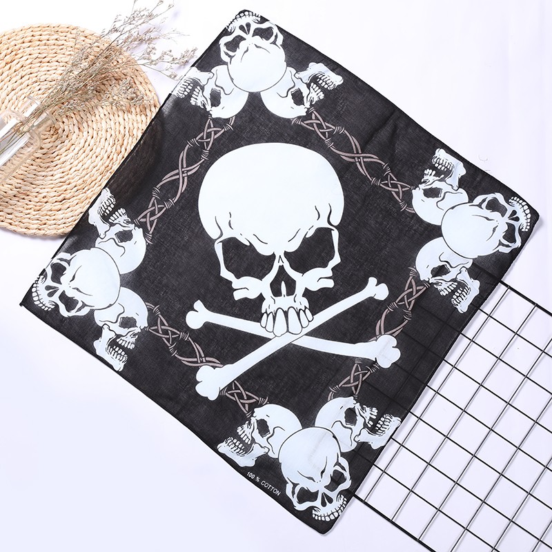 Hao Hao Headscarf Manufacturers Direct For Europe And The United States Men And Women Outdoor Sports Headscarf Hip-Hop All Cotton Halloween Ghost Head Small Square Wholesale Magic Headscarf Specification drawing