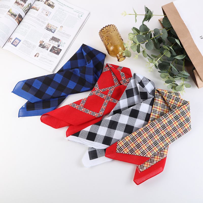 Hao Hao Headscarf Manufacturers Direct For Europe And The United States Men And Women Outdoor Sports Headscarf Hip-Hop Hip-Hop Cotton Checkered Small Square Wholesale Magic Headscarf Specification drawing