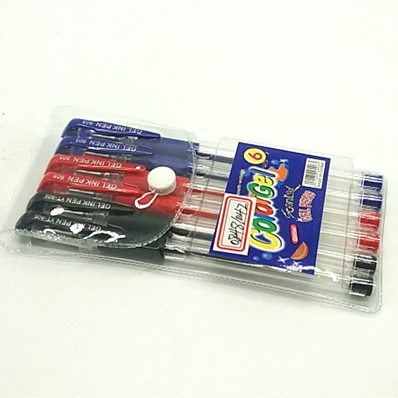 PVC袋装6支中性笔透明笔杆学生考试笔商务办公文具详情图2