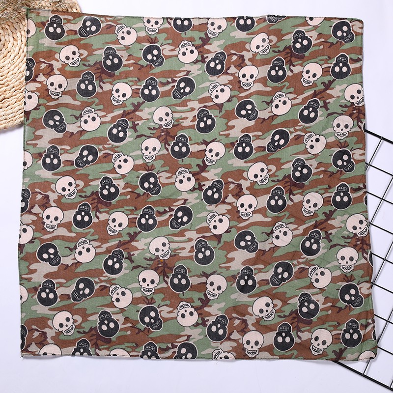 Hao Hao Headscarf Manufacturers Direct For Europe And The United States Men And Women Outdoor Sports Headscarf Hip-Hop All Cotton Halloween Ghost Head Small Square Wholesale Magic Headscarf undefined