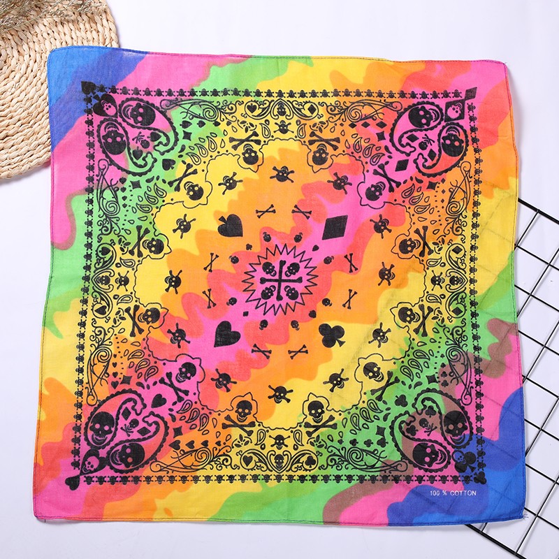 Hao Hao Headscarf Manufacturers Direct For Europe And The United States Men And Women Outdoor Sports Headscarf Hip-Hop All Cotton Halloween Ghost Head Small Square Wholesale Magic Headscarf undefined