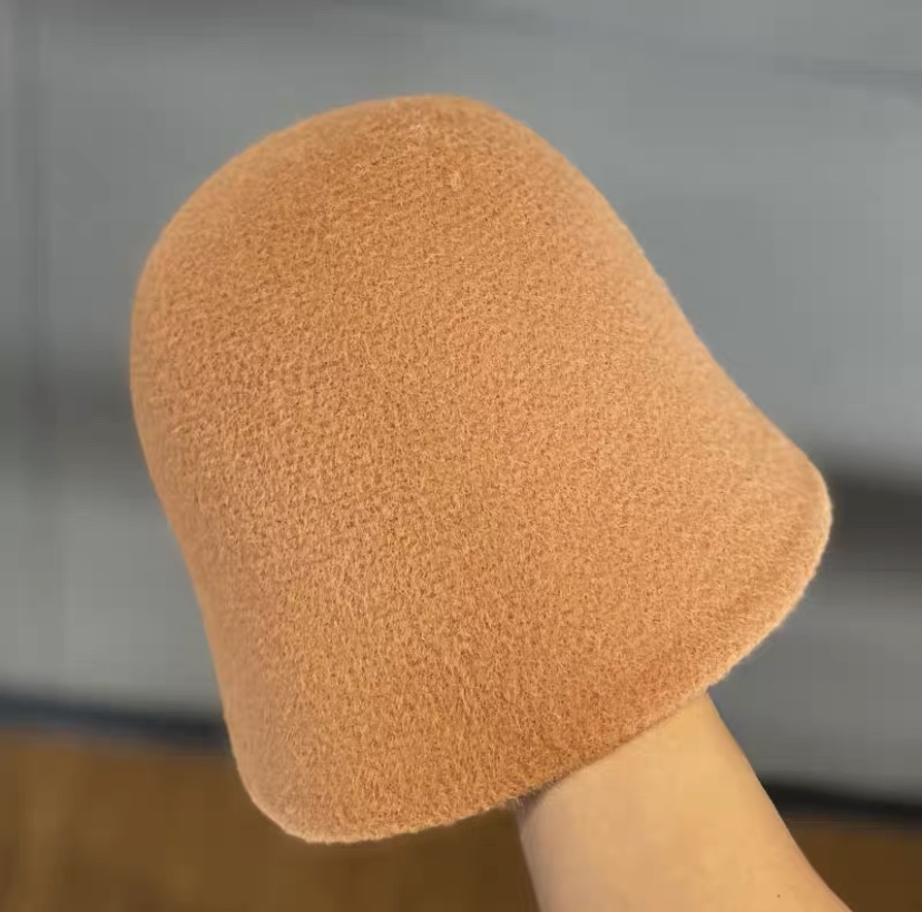 ins Autumn and winter woolen bucket fisherman hat for women, solid color, versatile, Japanese and British retro style, face-enhancing small basin hat trend undefined