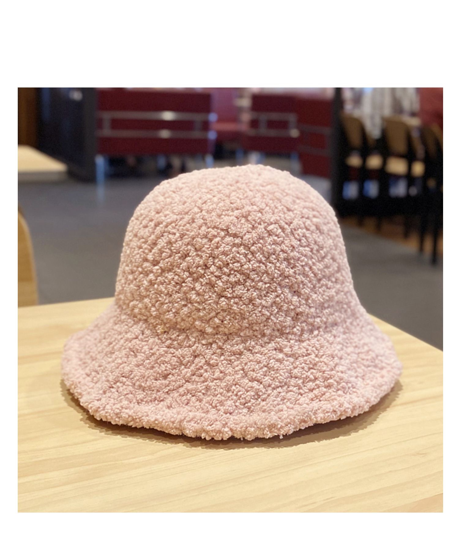 Japanese-style large-brimmed, fluffy fisherman's hat, women's autumn and winter teddy fleece solid color lambskin wool warm and versatile wide-brimmed basin hat undefined