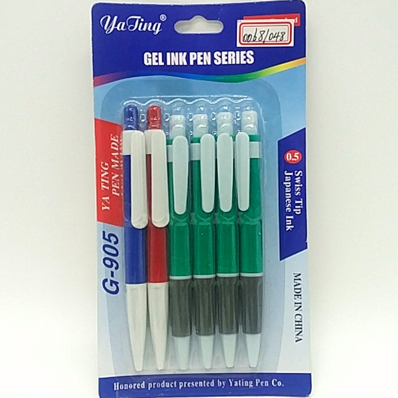 吸卡6支圆珠笔 中性油笔中性笔按动原子笔 办公用品学生文具用品图