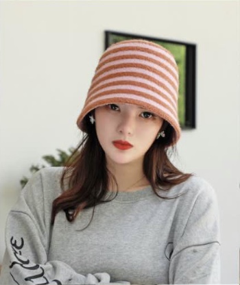 Autumn and winter women's cashmere bucket hat, Korean trendy brand, Japanese fashion, ins, face-showing, versatile wool knitted striped woolen hat undefined