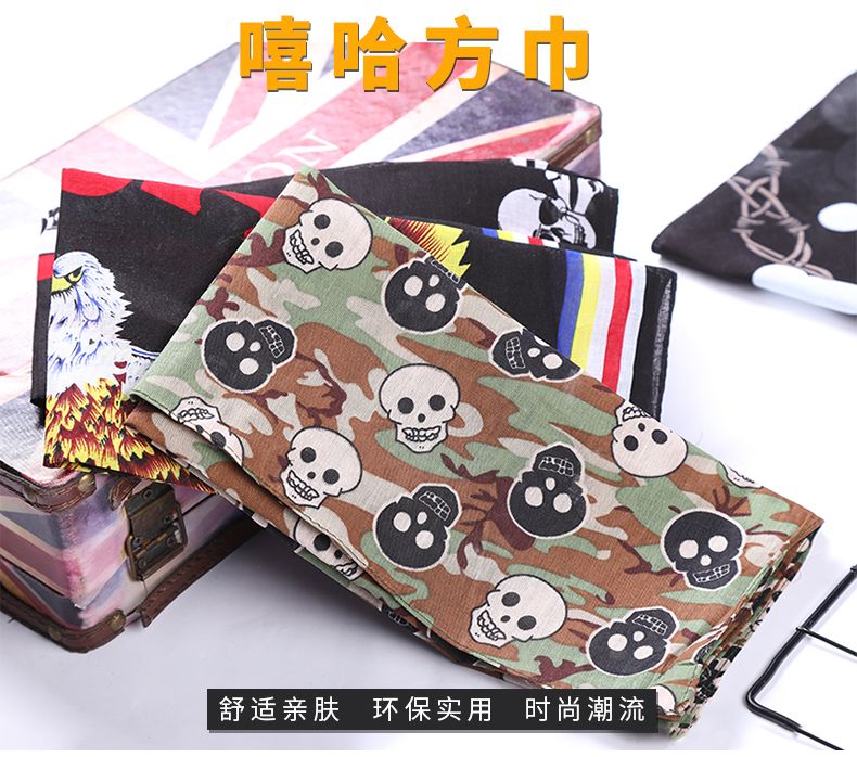 Hao Hao Headscarf Manufacturers Direct For Europe And The United States Men And Women Outdoor Sports Headscarf Hip-Hop All Cotton Halloween Ghost Head Small Square Wholesale Magic Headscarf