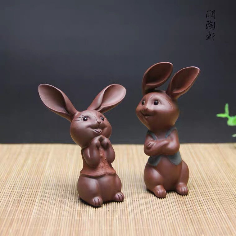 Yixing purple sand tea pet rabbit purple sand decoration purple sand rabbit purple sand on the rabbit purple sand rabbit tea play thumbnail