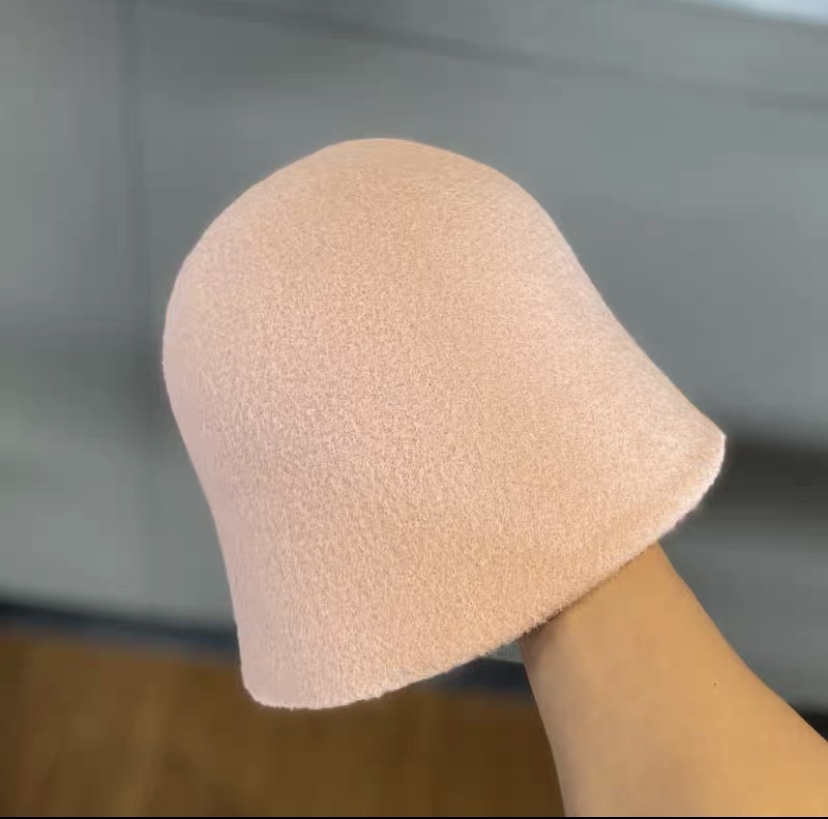 ins Autumn and winter woolen bucket fisherman hat for women, solid color, versatile, Japanese and British retro style, face-enhancing small basin hat trend Item Picture