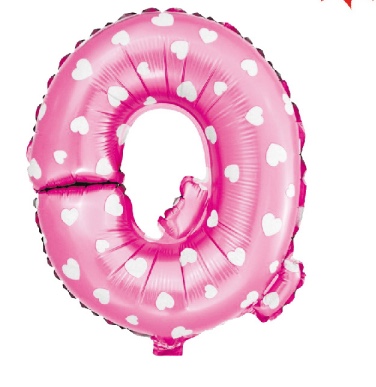 16寸粉色爱心印花铝膜气球 节日派对装扮气球 字母Q详情图1
