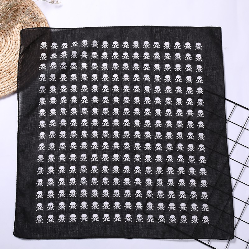 Hao Hao Headscarf Manufacturers Direct For Europe And The United States Men And Women Outdoor Sports Headscarf Hip-Hop All Cotton Halloween Ghost Head Small Square Wholesale Magic Headscarf undefined