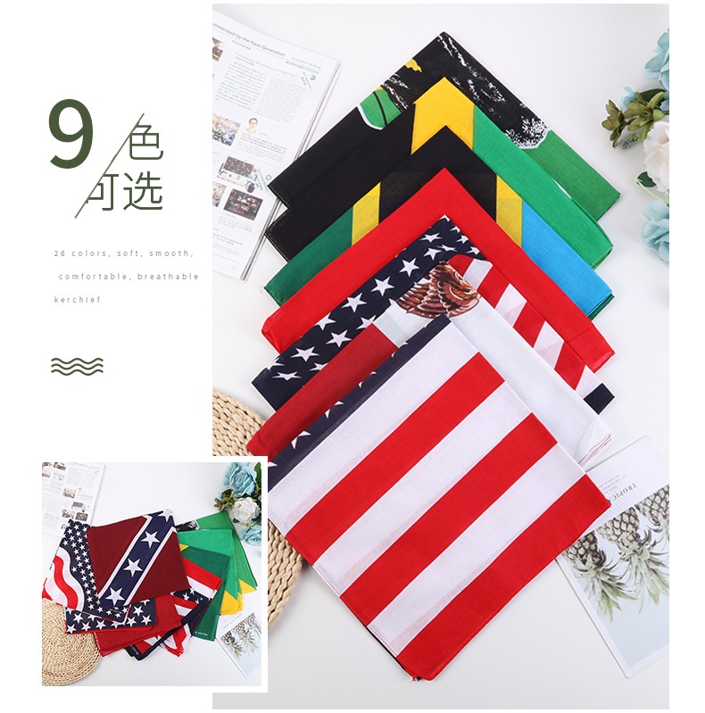 Hao Hao Headscarf Manufacturers Direct For Europe And America Men And Women Outdoor Sports Headscarf Hip-Hop Cotton Flag Square Wholesale Magic Headscarf Specification drawing