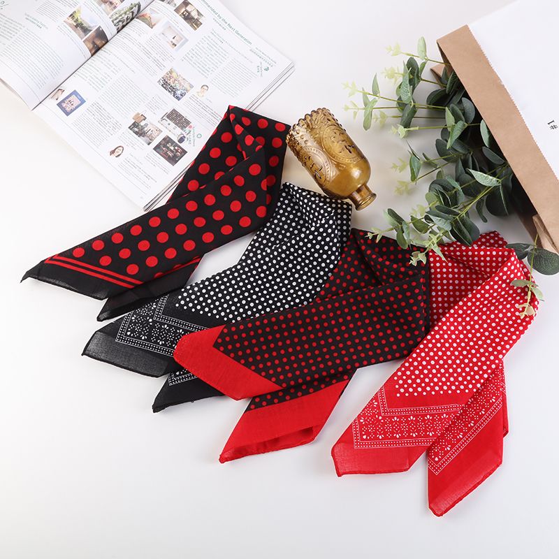 Hao Hao Headscarf Manufacturers Direct For Europe And The United States Men And Women Outdoor Sports Headscarf Hip-Hop All Cotton Polka Dot Small Square Wholesale Magic Headscarf Specification drawing