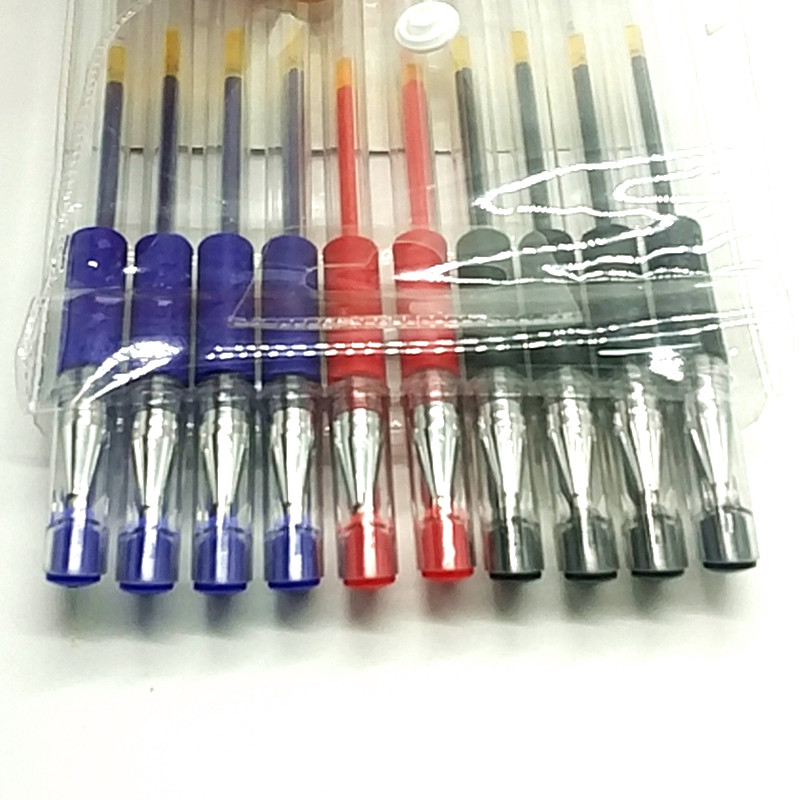 PVC袋装10支中性笔透明笔杆学生考试笔商务办公文具详情图4
