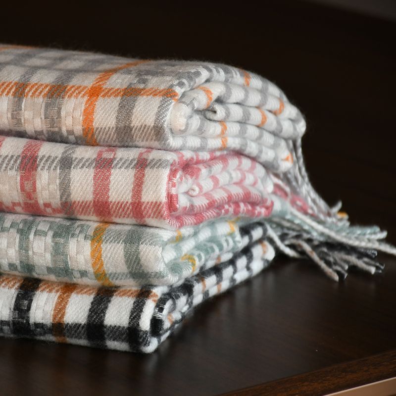 Hao Hao Scarf New Imitation Cashmere Checkered Scarf Bib Female Autumn And Winter New Thick Warm Women Tassel Shawl Winter Specification drawing