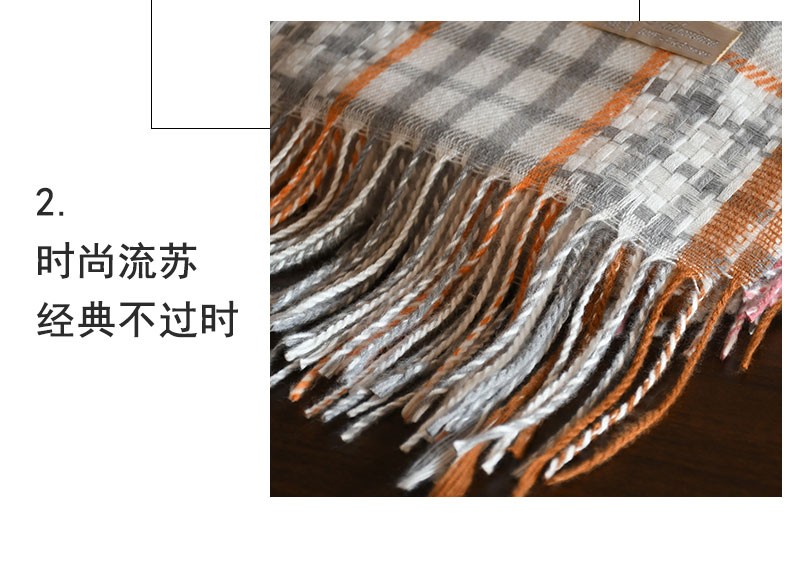 Hao Hao Scarf New Imitation Cashmere Checkered Scarf Bib Female Autumn And Winter New Thick Warm Women Tassel Shawl Winter undefined