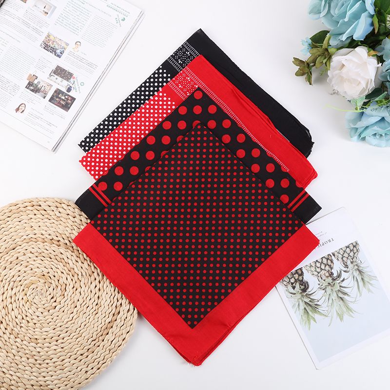 Hao Hao Headscarf Manufacturers Direct For Europe And The United States Men And Women Outdoor Sports Headscarf Hip-Hop All Cotton Polka Dot Small Square Wholesale Magic Headscarf details Picture