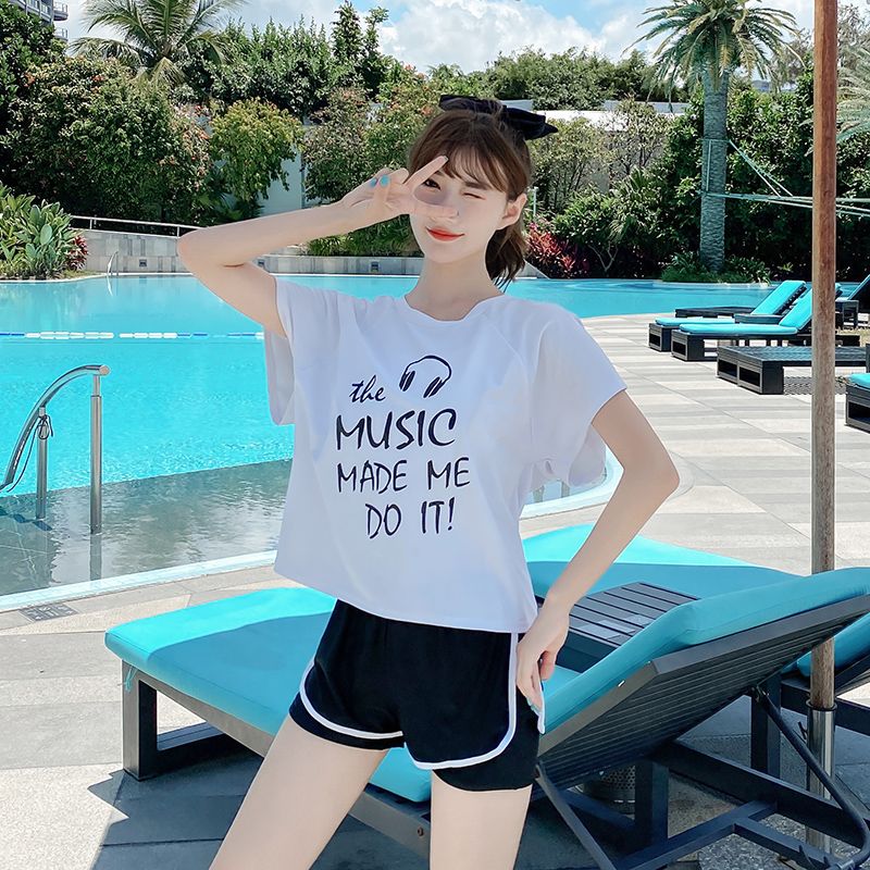 分体泳衣女保守显瘦遮肚泡温泉学生2020新款三件套运动防晒游泳装