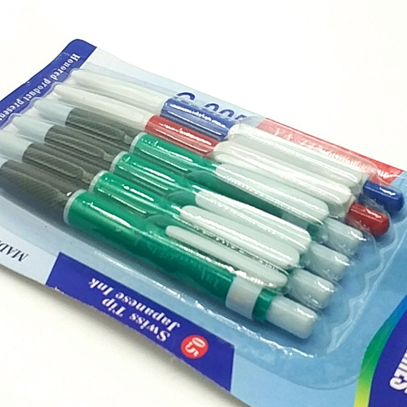 吸卡6支圆珠笔 中性油笔中性笔按动原子笔 办公用品学生文具用品产品图