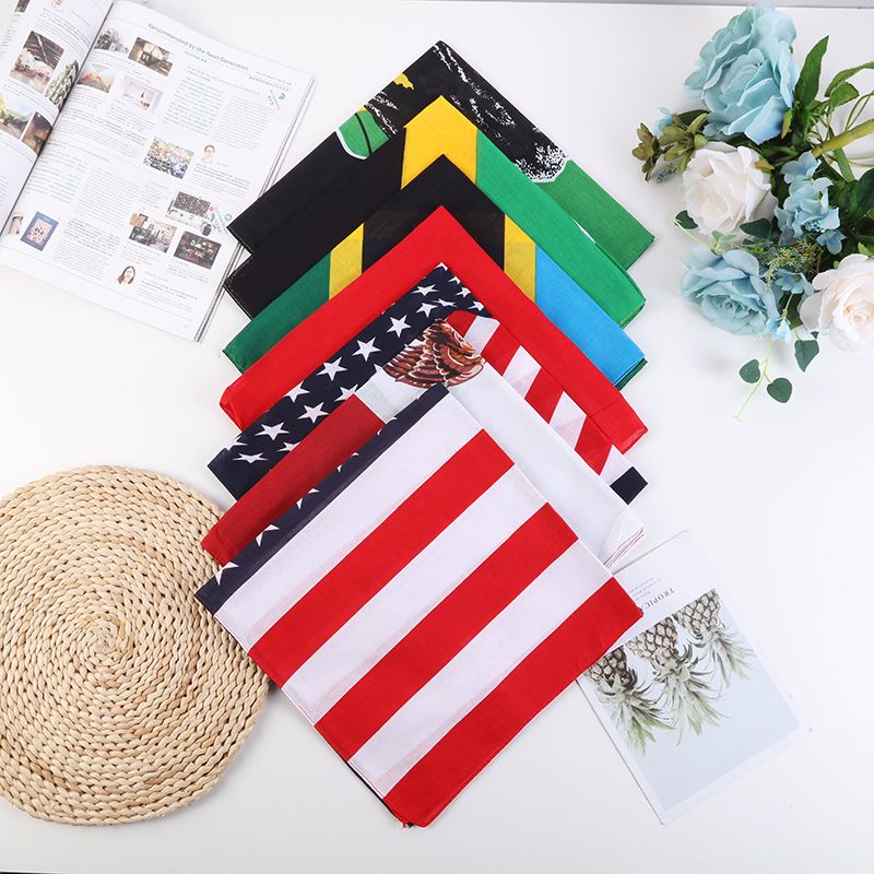Hao Hao Headscarf Manufacturers Direct For Europe And America Men And Women Outdoor Sports Headscarf Hip-Hop Cotton Flag Square Wholesale Magic Headscarf details Picture