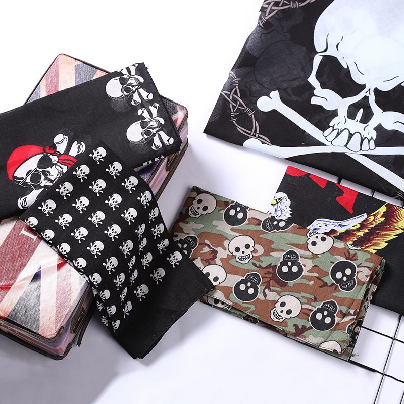 Hao Hao Headscarf Manufacturers Direct For Europe And The United States Men And Women Outdoor Sports Headscarf Hip-Hop All Cotton Halloween Ghost Head Small Square Wholesale Magic Headscarf details Picture
