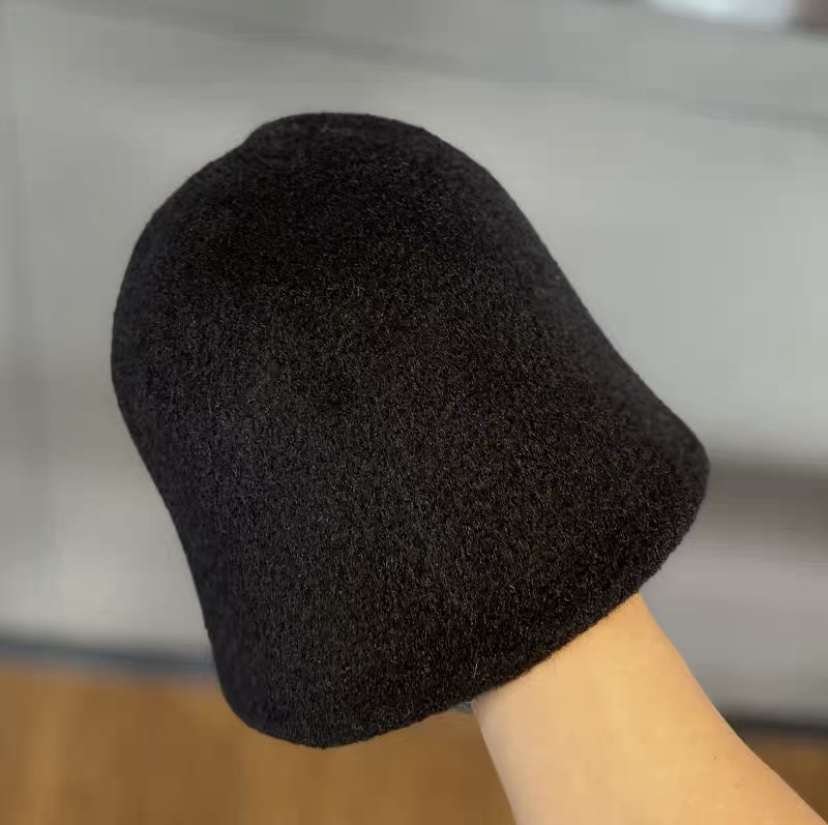 ins Autumn and winter woolen bucket fisherman hat for women, solid color, versatile, Japanese and British retro style, face-enhancing small basin hat trend