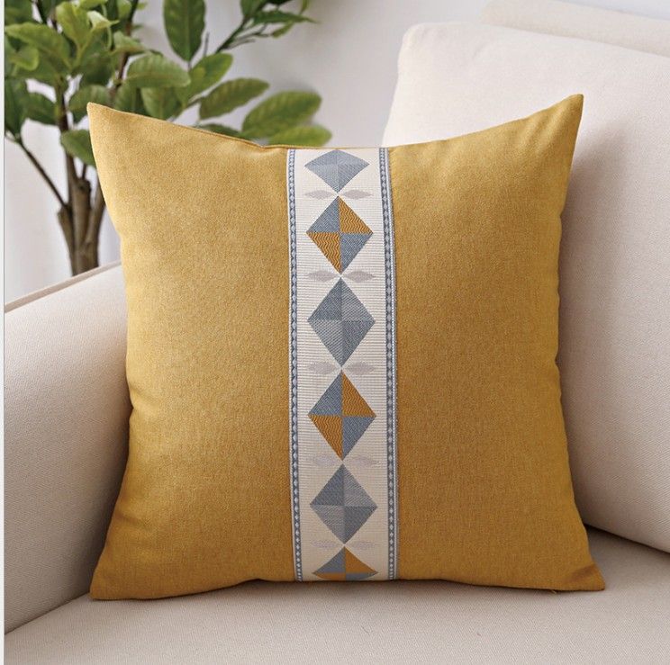 Manufacturers of modern geometric embroidery simple linen pillow cases household goods sofa cloth art office waist pillows thumbnail