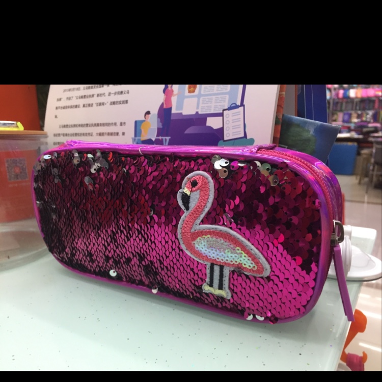 Unicorn sequin pencil case rose red