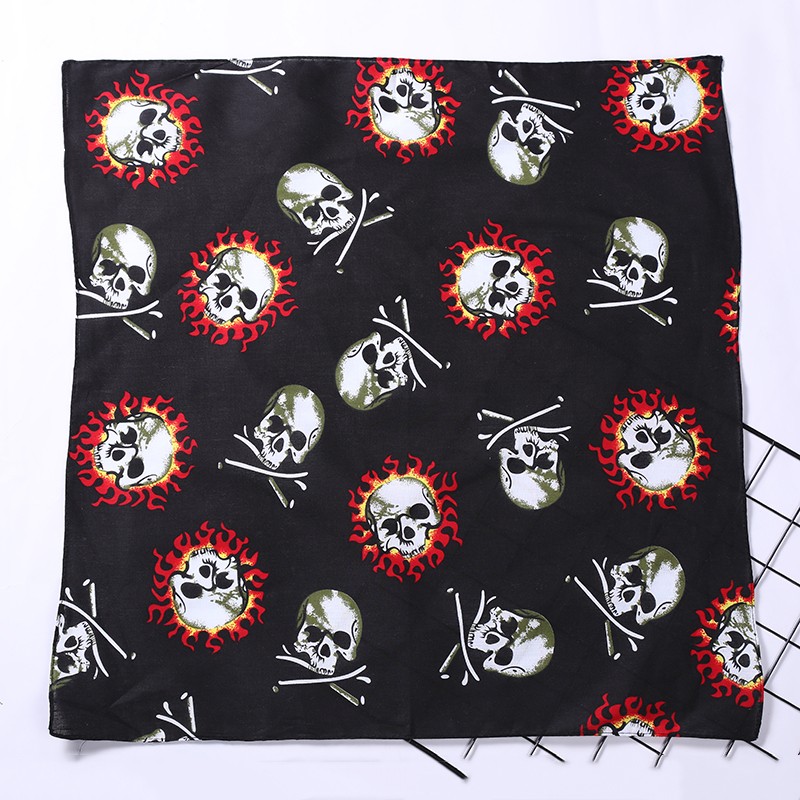 Hao Hao Headscarf Manufacturers Direct For Europe And The United States Men And Women Outdoor Sports Headscarf Hip-Hop All Cotton Halloween Ghost Head Small Square Wholesale Magic Headscarf details Picture