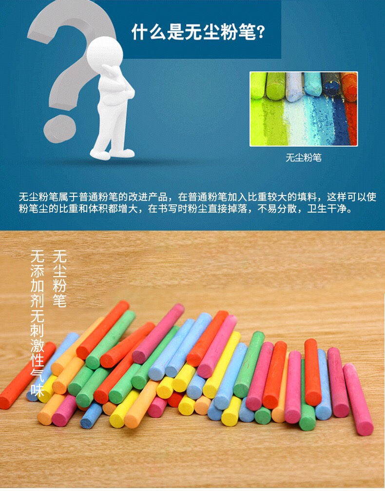 60盒粉笔无尘安全无毒白色教学公考黑板报儿童家用详情图5