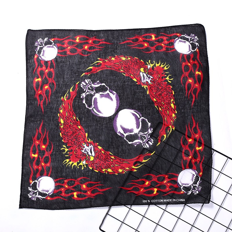 Hao Hao Headscarf Manufacturers Direct For Europe And The United States Men And Women Outdoor Sports Headscarf Hip-Hop All Cotton Halloween Ghost Head Small Square Wholesale Magic Headscarf Application Scenario