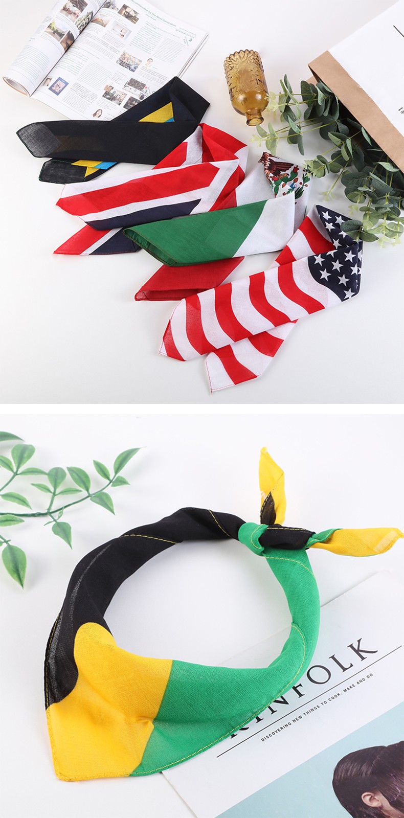 Hao Hao Headscarf Manufacturers Direct For Europe And America Men And Women Outdoor Sports Headscarf Hip-Hop Cotton Flag Square Wholesale Magic Headscarf undefined
