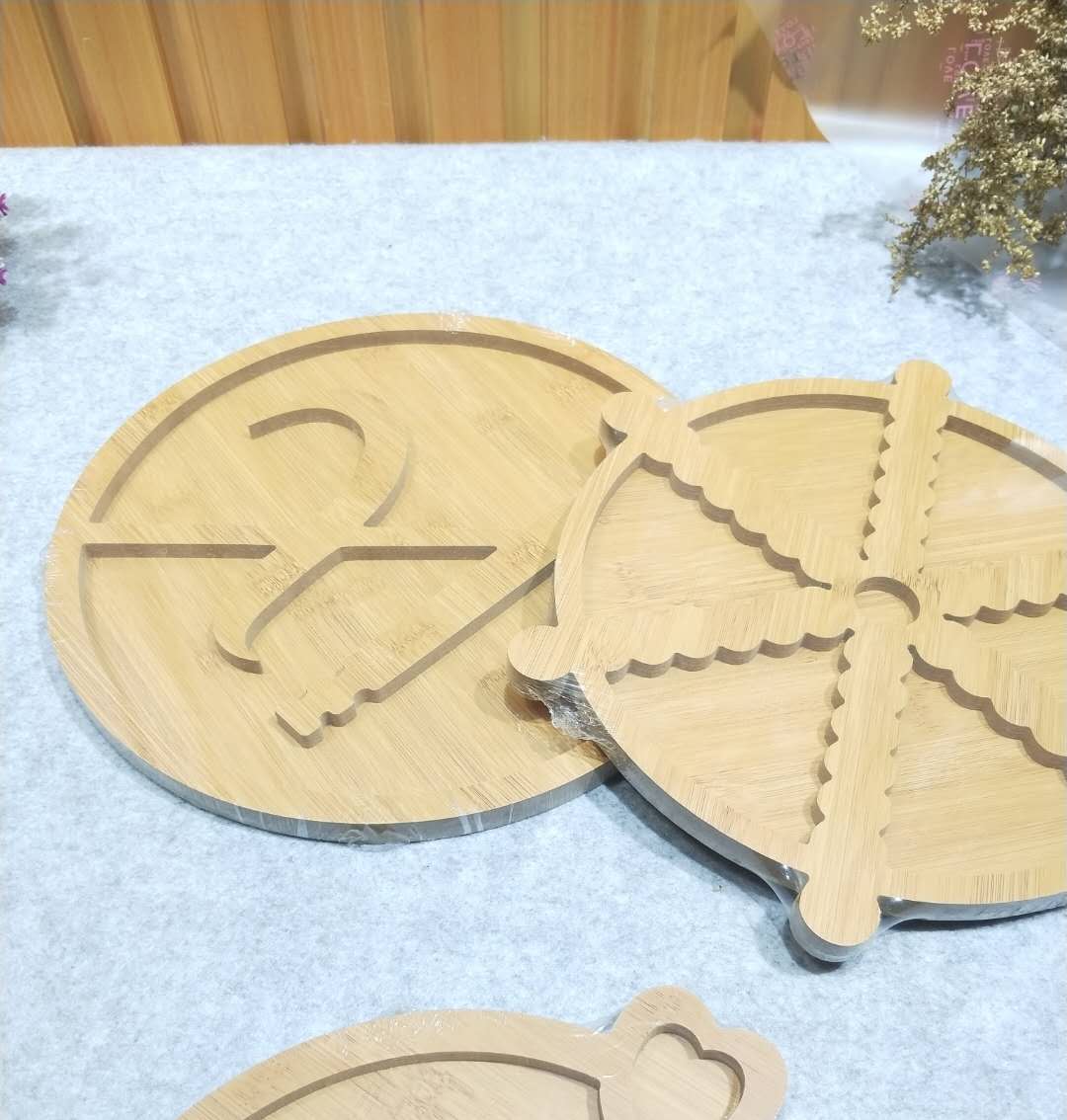 Jiehao Bamboo and Wood Factory Direct Sales 2020 New style density board fruit platters, European and American series, simple and elegant household fruit platters Specification image