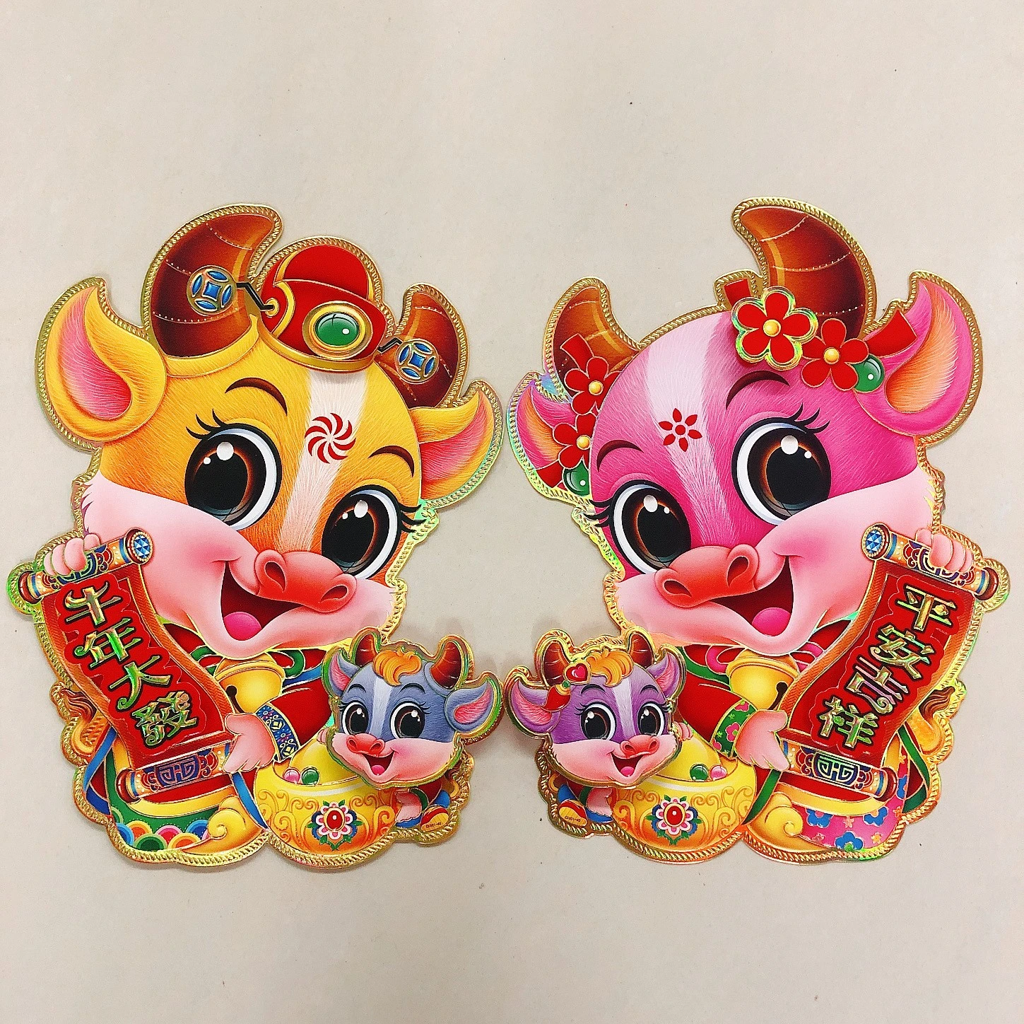 In the Spring Festival of 2020, the "Ox Baby" three-dimensional door sticker symbolizes peace, good fortune and prosperity in the Year of the Ox detail image 1