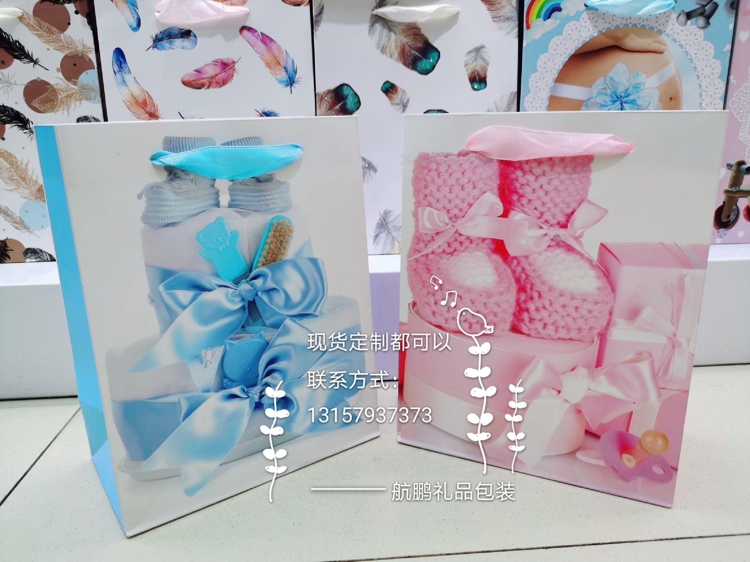 Cute baby girl tote bag, cartoon gift bag, baby full moon party return gift box, birthday gift packaging bag details Picture