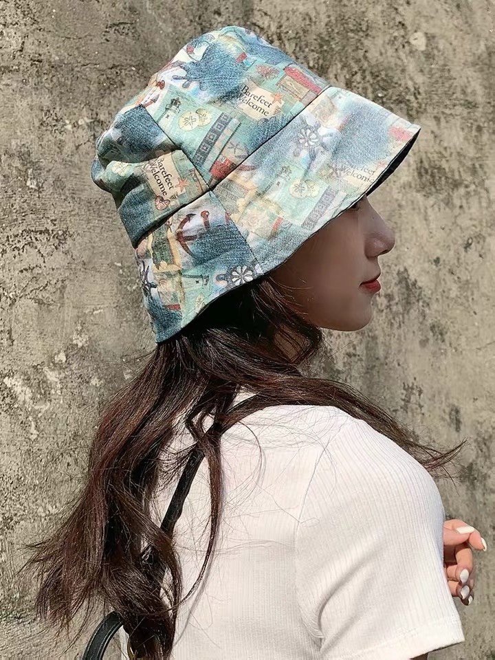 Sombrero de pescador estilo cowboy sombrero de mujer versión coreana sombrero de día cowboy protector solar de verano sombrero de sol visera sombrero de lavabo sombrero de cubo de marea details Picture
