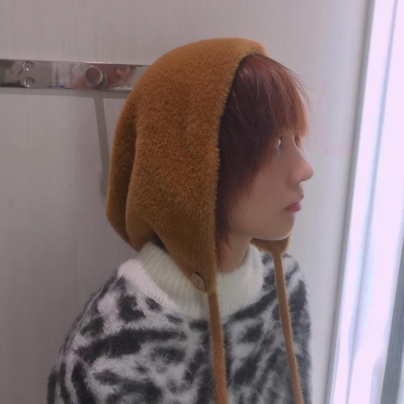 韩版系带仿貂绒秋冬保暖帽子女百搭休闲可爱包头加绒护耳帽潮